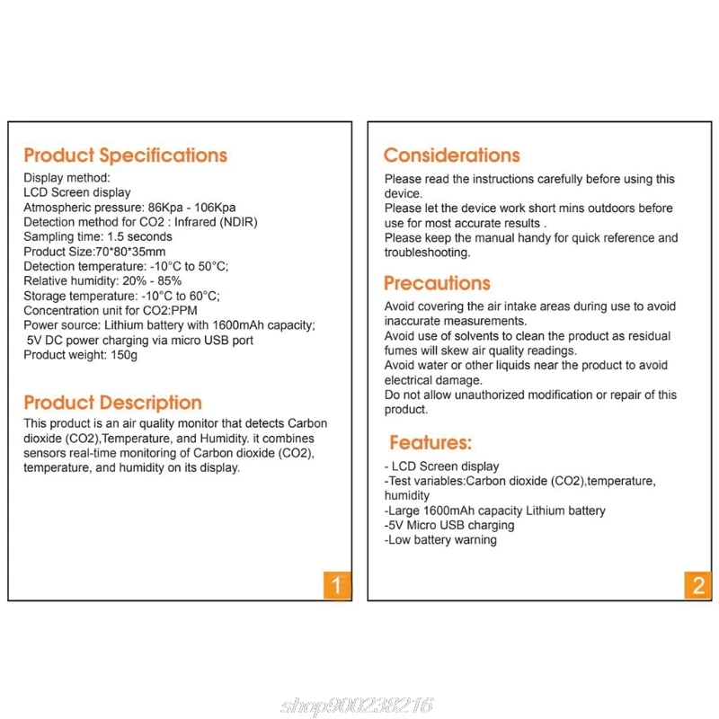 

CO2 Monitor Tester Indoor Air Quality 400-5000ppm Digital Carbon Dioxide Temperature Humidity NDIR Sensor A28 21 Dropshipping