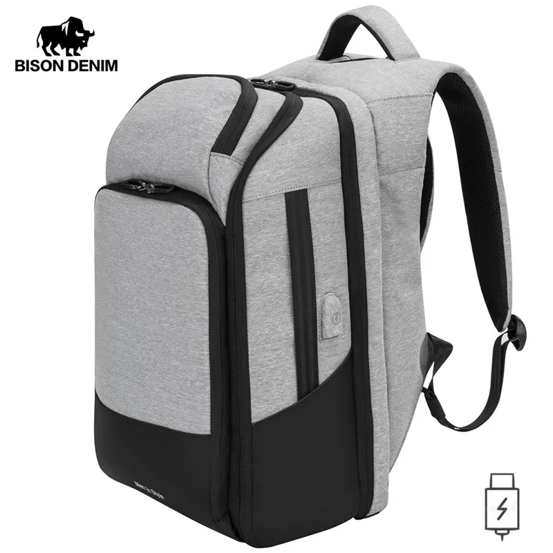 Мужские рюкзаки BISON DENIM 17 дюймов рюкзак для ноутбука подростка USB зарядка дорожные