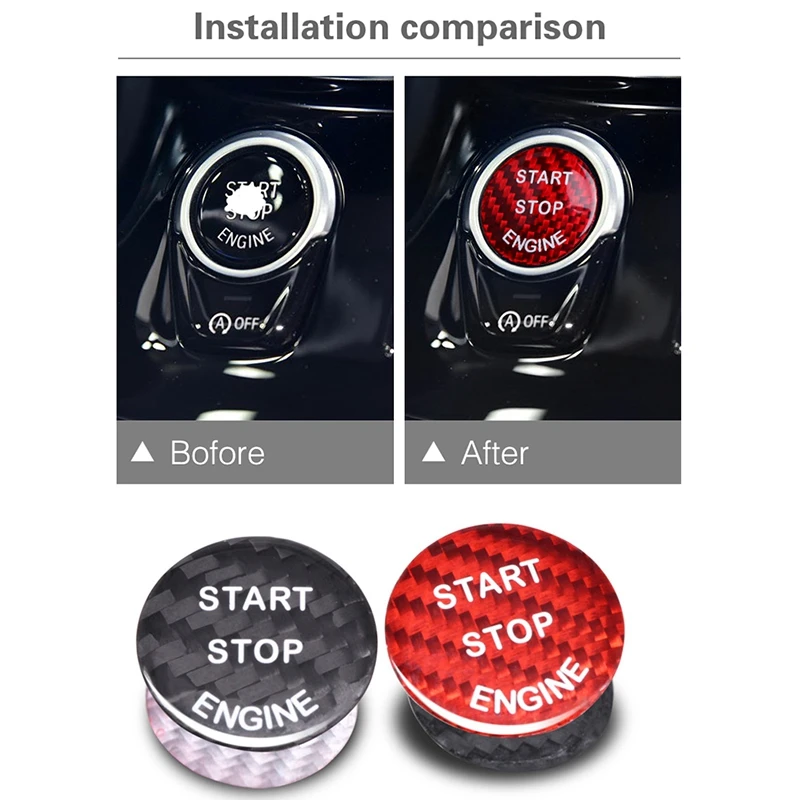 Наклейка из углеродного волокна кнопка запуска двигателя автомобиля