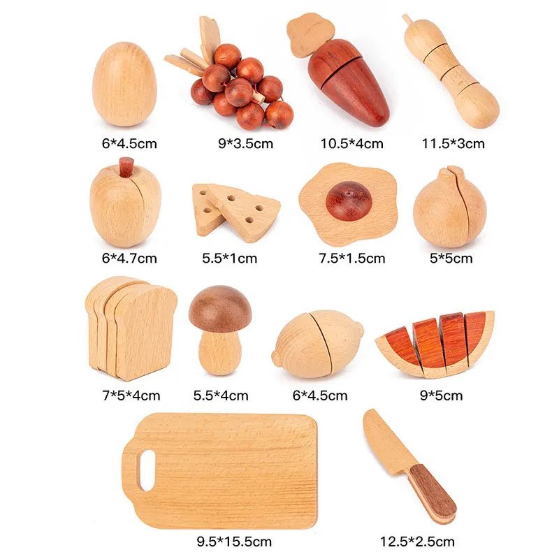 

Montessori Children Toy Wooden Kitchen Role Play Set Kids Montessori Mini Food Educational Toys Gift for Kids F2366F