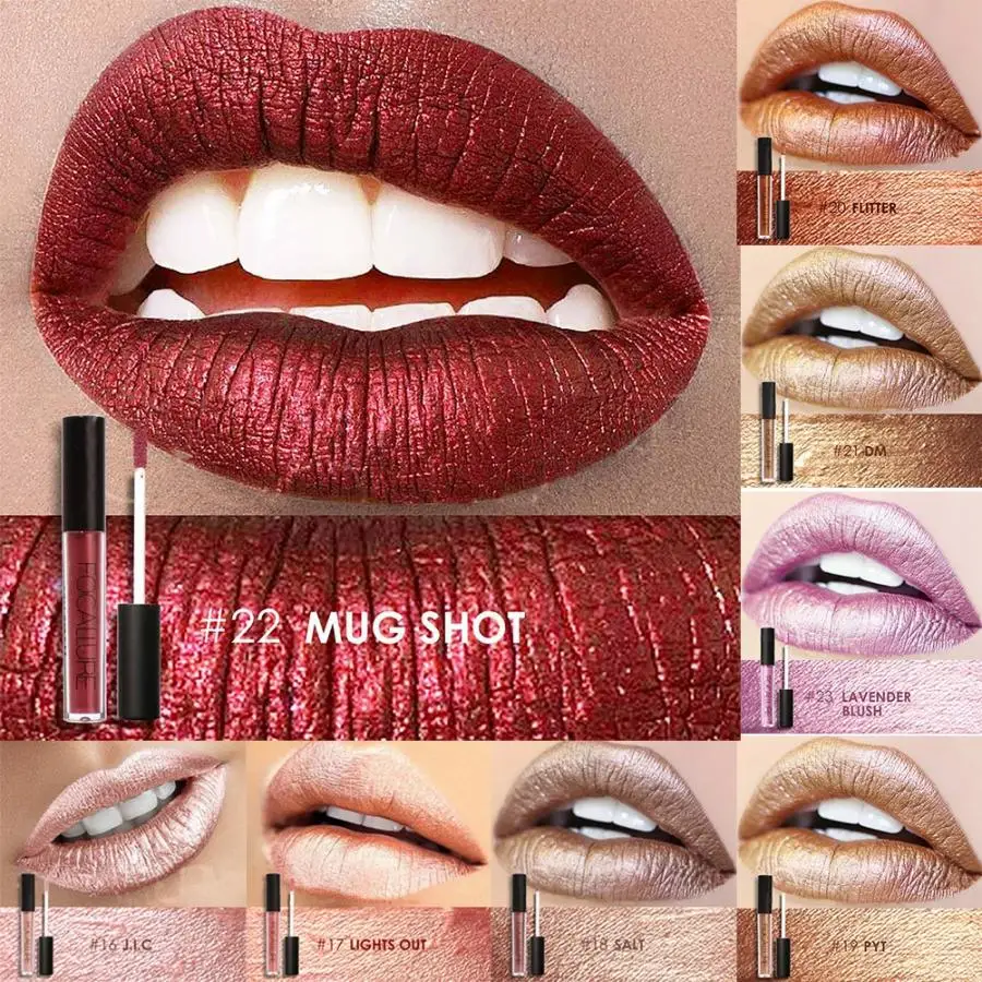 Металлический блеск для губ длинная прочная водостойкая помада Косметический