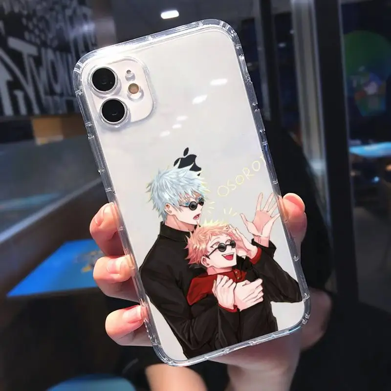 

Jujutsu Kaisen Satoru Gojo anime Phone Case Transparent for iPhone 11 12 mini pro XS MAX 8 7 6 6S Plus X 5S SE 2020 XR