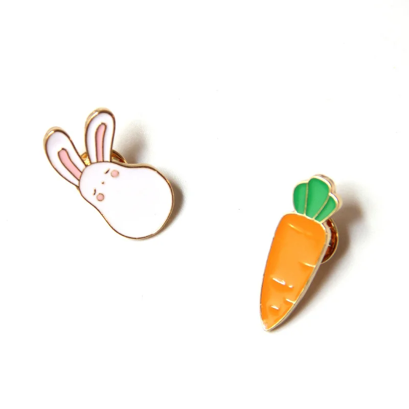 

Rabbit Carrot Brooch Cartoon Bunny Metal Enamel Pin Bag Badge Cute Lapel Pin Button Animal Jewelry For Student Girl Best Friends