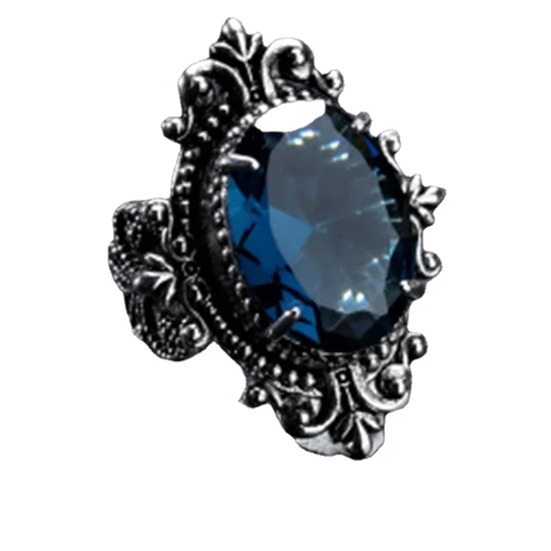 Кольцо с голубым топазом в европейском и американском ретро-стиле ювелирное