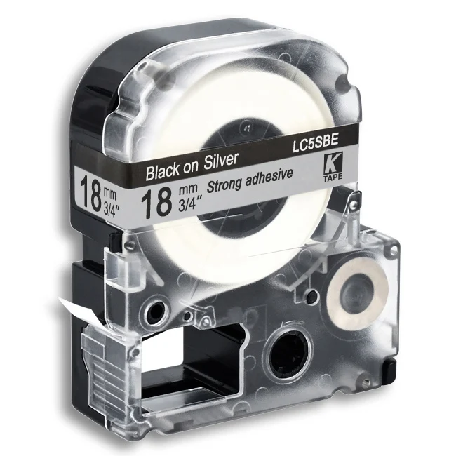 CIDY 18 мм черный на белом SS18KW/LC-5WBN LC 5WBN LC-5WBN9 клейкая лента для kingjim/epson Для LW300 LW400 LW-600P LW-700P - Цвет: black on silver