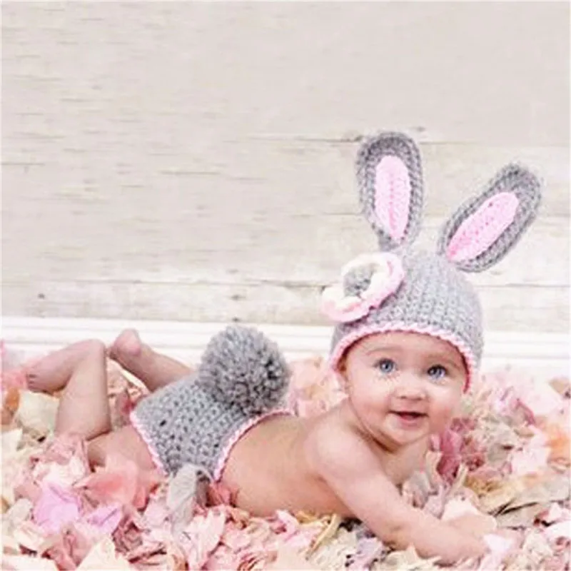 2Pcs/Set Newborn Photography Props Knitted Crochet Warm Photo Costume Baby Hat And Pant Suit Girl Boy Clothes Accessories | Детская