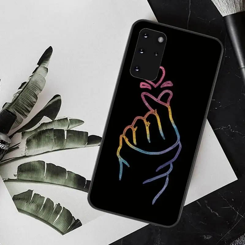 PENGHUWAN любовь на пальце kpop Сердце ТПУ Черный чехол для телефона Корпус Samsung S20 plus Ultra