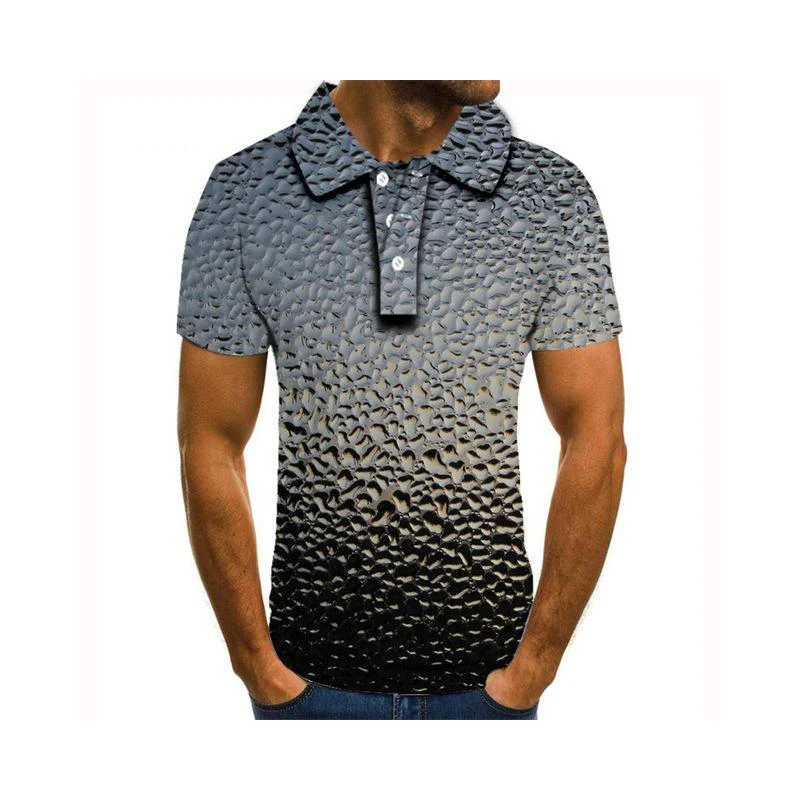 

Мужская рубашка-поло, летняя, с коротким рукавом, с 3D принтом в клетку, 2021