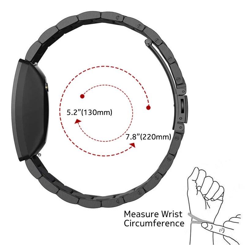 

For Fitbit Inspire / Inspire HR Stainless Steel Strap Women Men Fitness Sports Bracelet Belt for Fitness Tracker