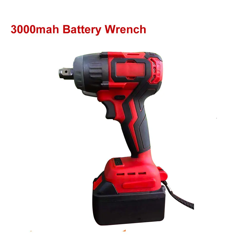 3000MAH wrench Only GOXAWEE 20V бесщеточный Электрический Аккумуляторный ударный гайковерт разъем ведущего колеса ключ, дюймовый стандарт 4000 мА/ч, Батарея ручная дрель Установка Мощность инструменты - Цвет: 3000MAH wrench Only