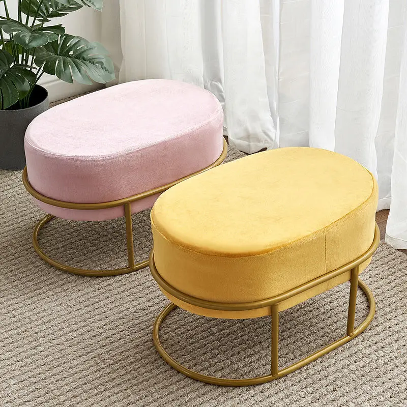 

Modern Luxury Ottoman Furniture For Home Stool Fabric Sofa Small Stool Office Footrest Creative Foyer Shoe Changing Stool Modern