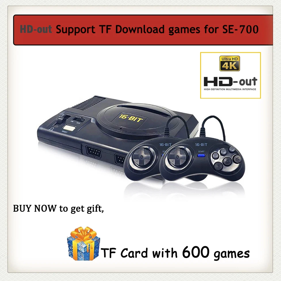 Супер Мини игровая консоль 4K HD 16 бит для Sega MD 100 в 1 портативный игровой плеер