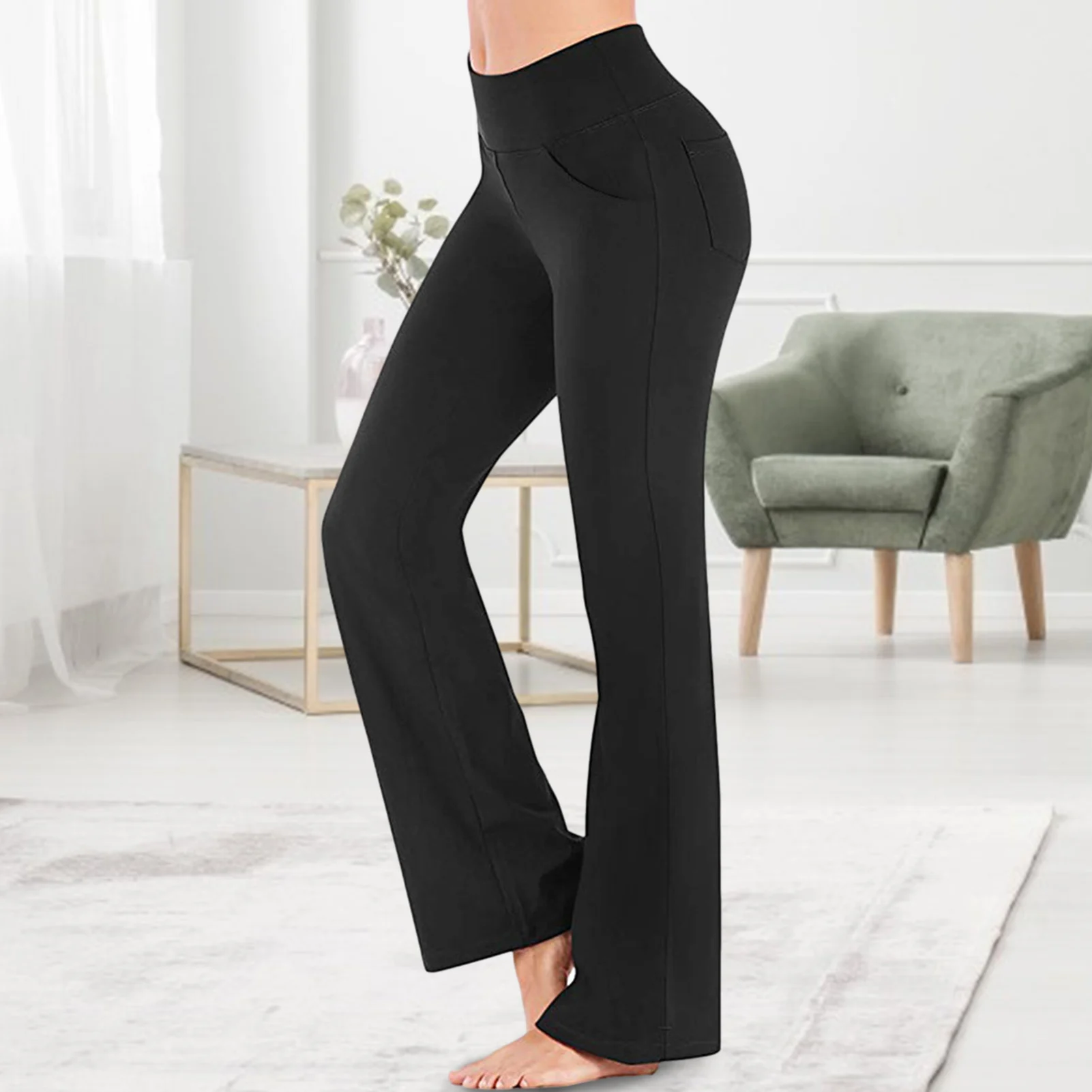 Women Cotton Ballet Trousers Girls Adult High Waist Stretch Bell-bottoms Dance Flare Pants Broad Leg Yoga Sport Ballet Pants
