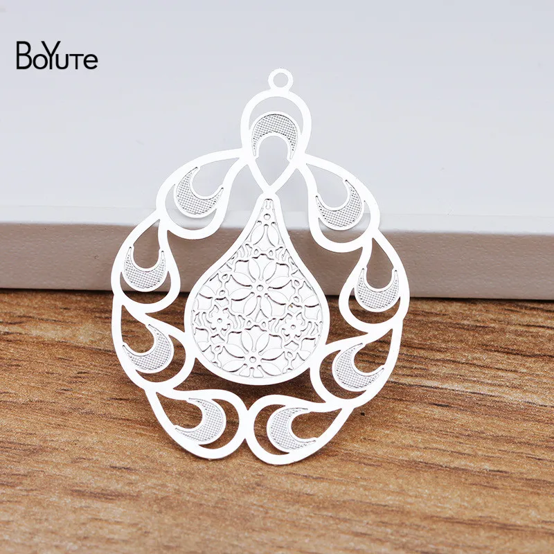 BoYuTe 10 шт. 44*32 мм филигранная латунная подвеска серебряный золотой цветок