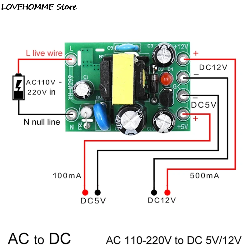 

Мини-преобразователь AC-DC, 110 В переменного тока в постоянный ток 12 В, 220 А + 5 В, оптовая продажа, 1 шт.