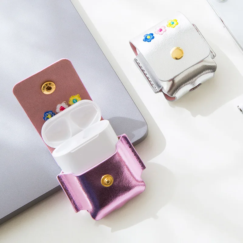 Bentoy Вышивка Цветы Airpod чехол для хранения лазер PU наушники сумка для хранения беспроводной Bluetooth чехол Hyun Ah стильное портмоне для монет