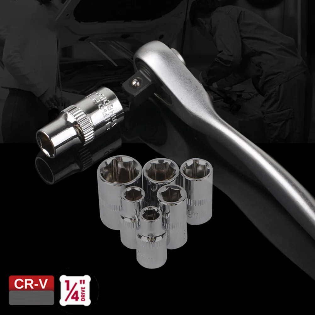 

72 Tooth 1/4 Inch Mini Spanner Single-Ended Torque Universal Ratchet Socket Wrench Anti-rust For Auto Repair