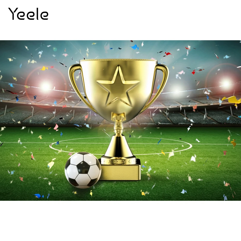 

Yeele Champion Cup Sports Football Soccer Field Kid Birthday Photocall Backdrops Photography Backgrounds Custom For Photo Studio