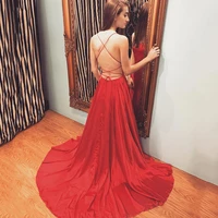 uzn sexy backless a line red satin long prom dress hot sale spagetti straps evening dress plus size sleeveless party dress