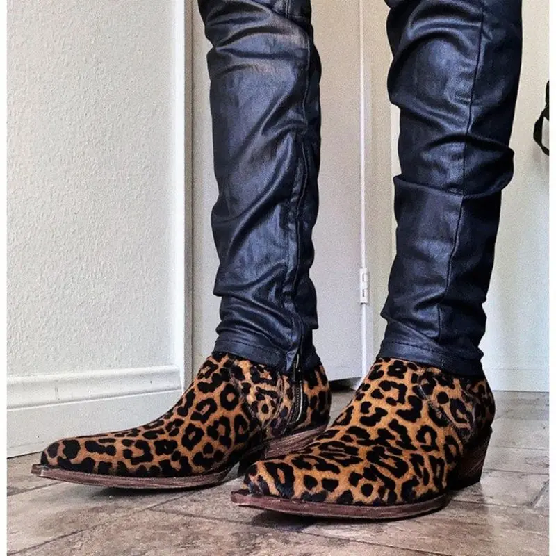 

Faux Suede Fashion Classic Dress Comfortable Chaussures Pour Hommes Men Shoes Ankle Botines Boots мужские сапоги Leopard XM688