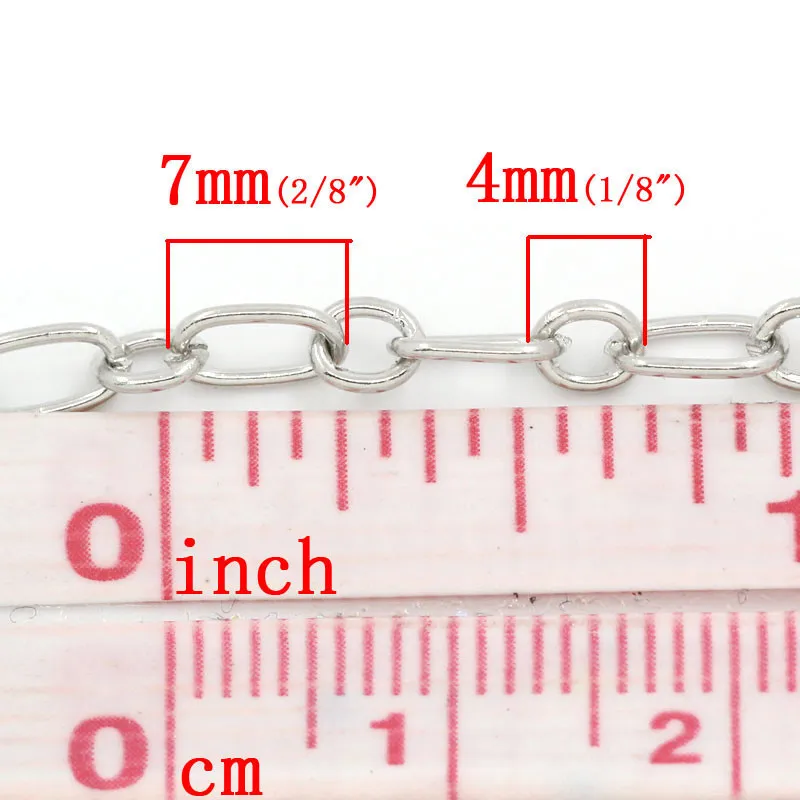 DoreenBeads сплав Серебристые цепи 7 мм x 4 (2/8 дюйма 1/8 дюйма) (1/8 2 м Новинка|silver tone|4mmtone |