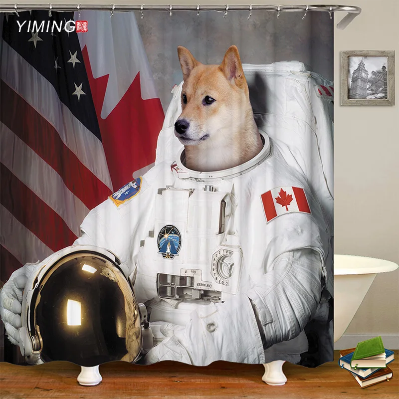 3D wolf shower curtain wild printing bathroom partition screen washable with hook Home | Дом и сад