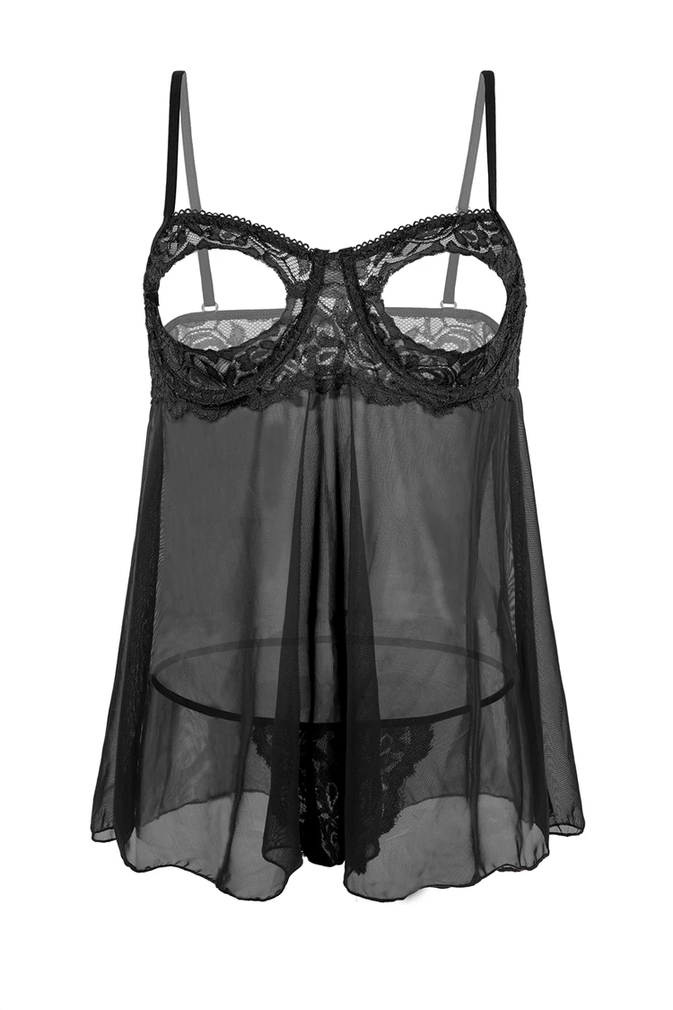 Кружевное женское сексуальное прозрачное платье-комбинация открытая прозрачная