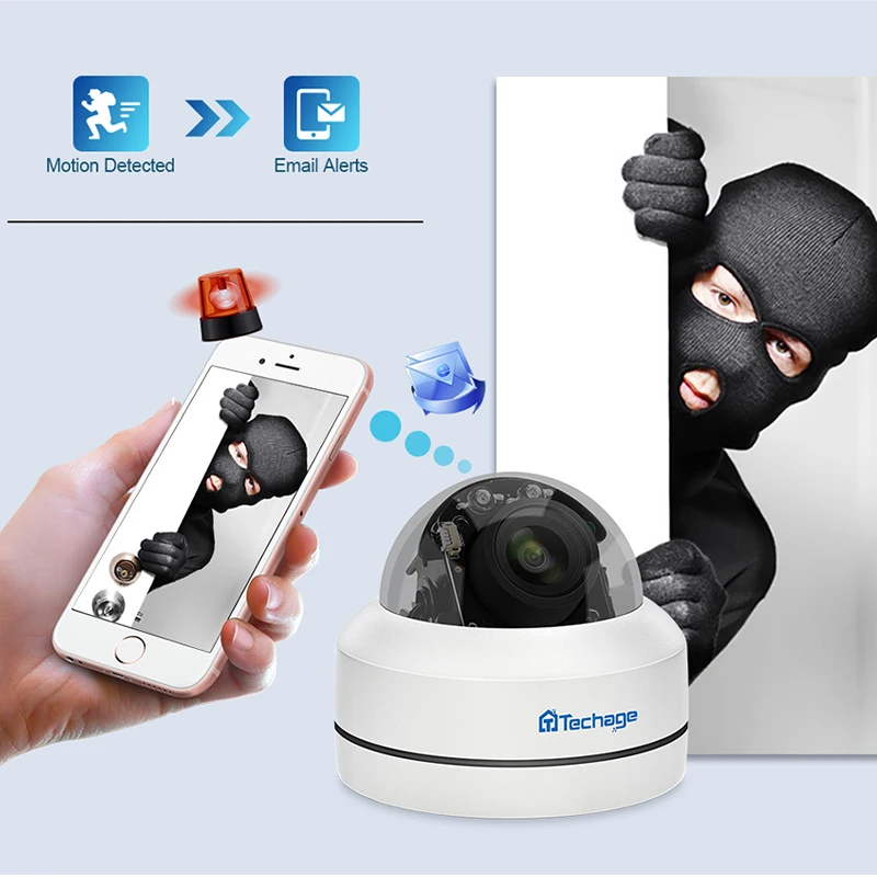 

Techage 1080P 4X Optical Zoom Lens PTZ IP Camera Mini Speed Dome PoE Vandal Proof Waterproof Security Camera Onvif Surveillance