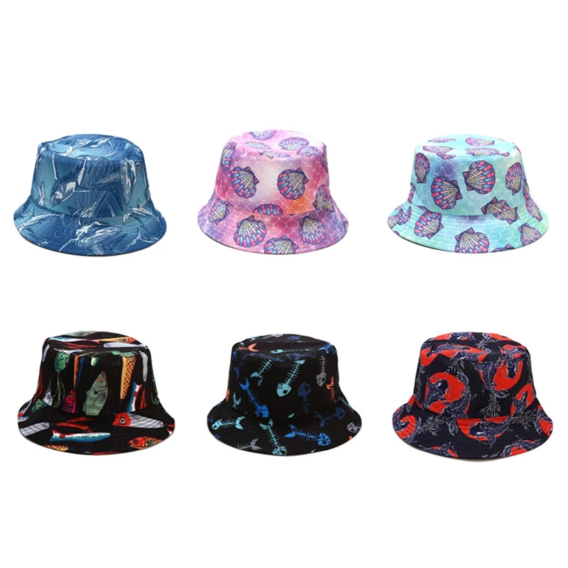

Double-sided Wearing Cap Visor Bucket Hat Men And Women Street Trend Hat Women Painting Pattern Fisherman Hat