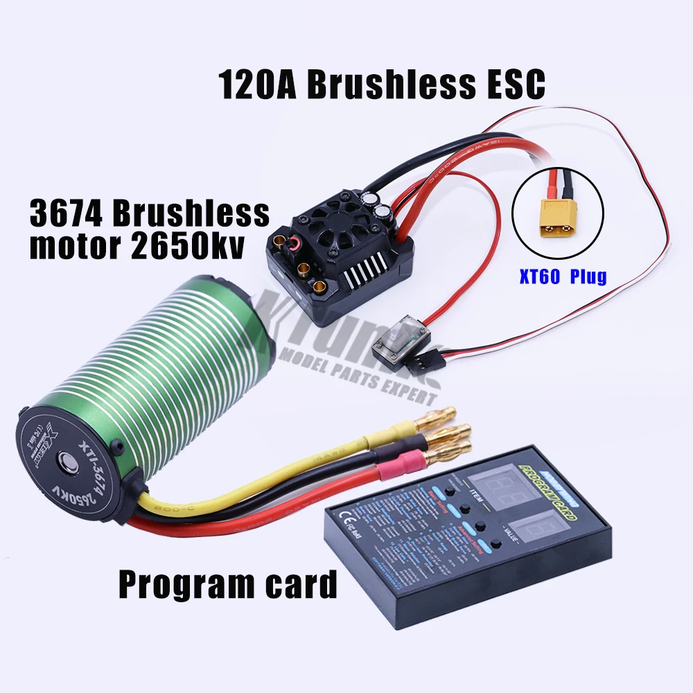 2650KV XT60 plug X-team 3674 бесщеточный мотор+ EZRUN Max10 120A RTR ESC водонепроницаемый бесщеточный ESC для 1/10 SCT грузовик Moster грузовик RC автомобиль - Цвет: 2650KV XT60 plug