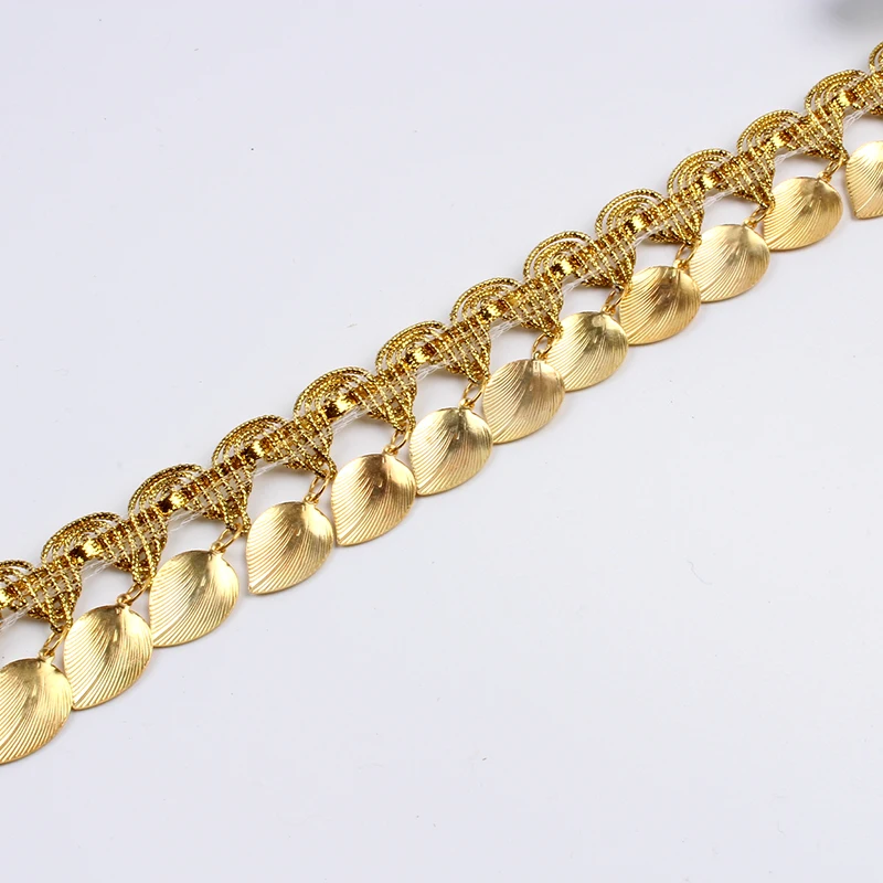 Кружевная лента с бахромой листьями и блестками 45 мм 1 ярд для свадьбы вечеринки