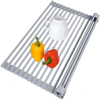 dish drainer metal stainless steel foldable rolling kitchen storage holder plate racks bowl cups drainers sink kitchen organizer