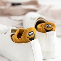 1 pair candy color women cotton summer kawaii embroidered expression women socks happy fashion ankle funny socks