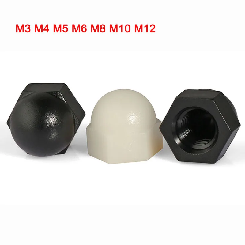 

DIN1587 Nylon Black/White Acorn Cap Nuts Hex Dome Cover Decorative Nuts M3 M4 M5 M6 M8 M10 M12