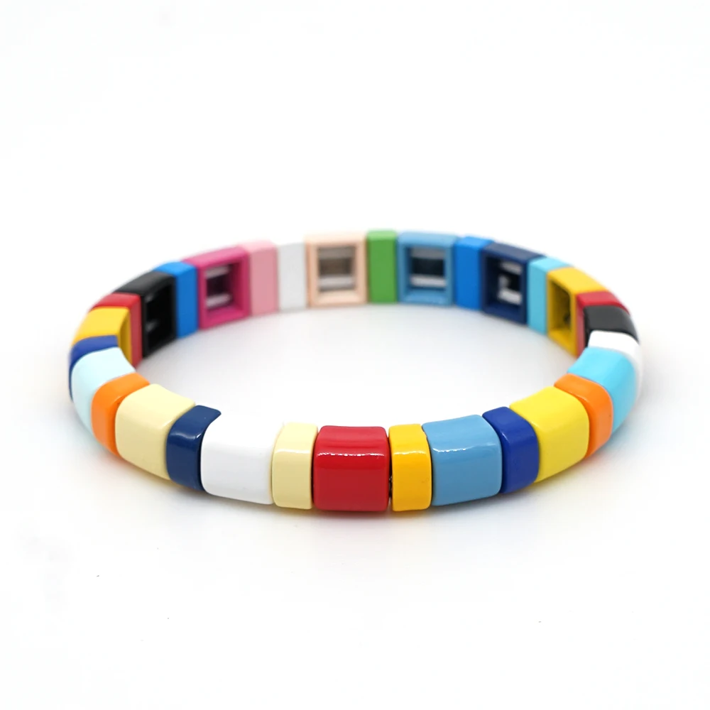 Shinus Pulseras Mujer Moda радужные эмалированные плитки браслеты для женщин браслет богемные красочные Bileklik летние модные ювелирные изделия
