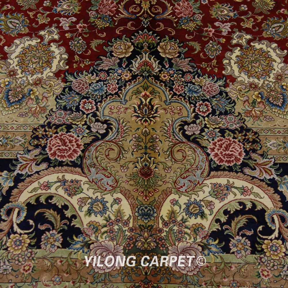 Beste Yilong 9'x12 'Handgeweven Perzische Prachtige Tapijten Rode Oosterse Prachtige Zijden Tapijten (ZQG346A)