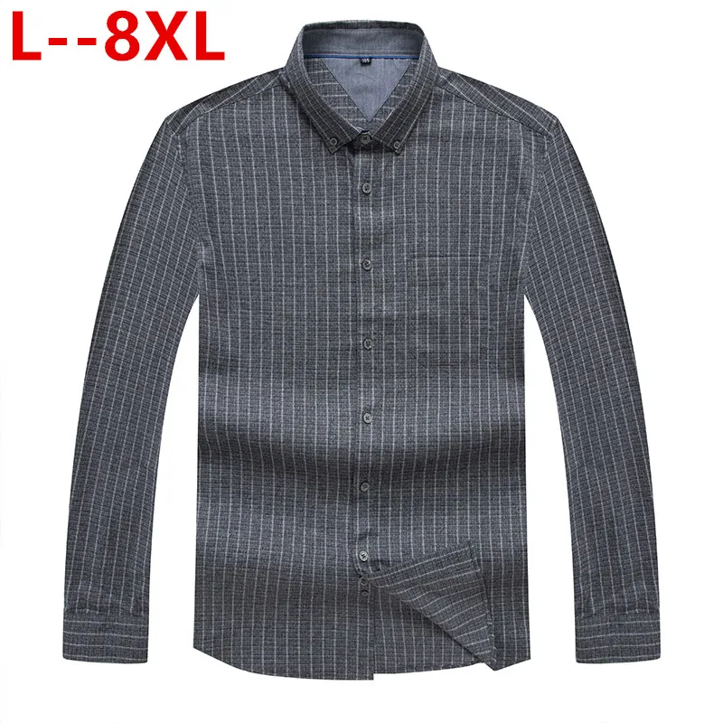 Плюс 8XL 6XL 5XL Повседневная Весенняя Роскошная полосатая рубашка с длинным рукавом