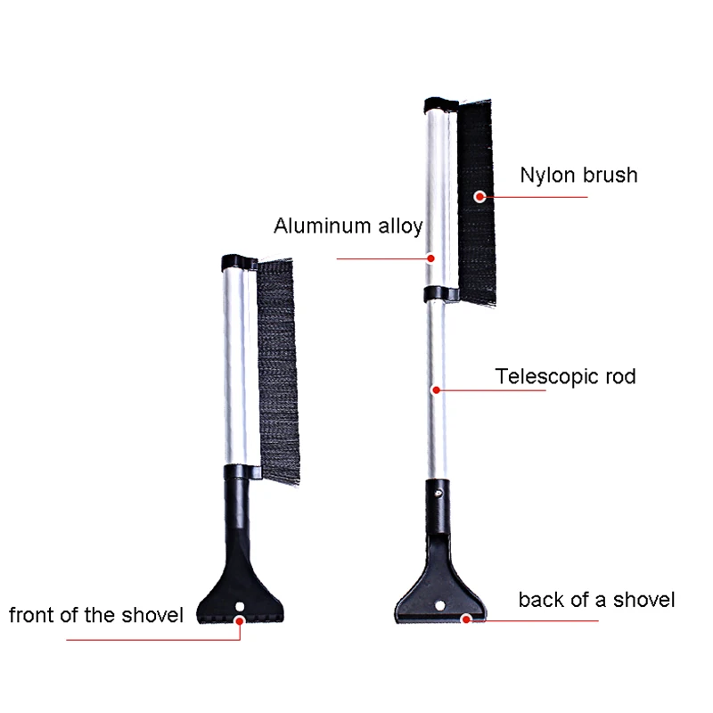 

New Car 2-In-1 Windshield Snow Remover Vehicle Snow Brush Ice Scraper Frost Broom Cleaner Telescopic Car Accessories Portable