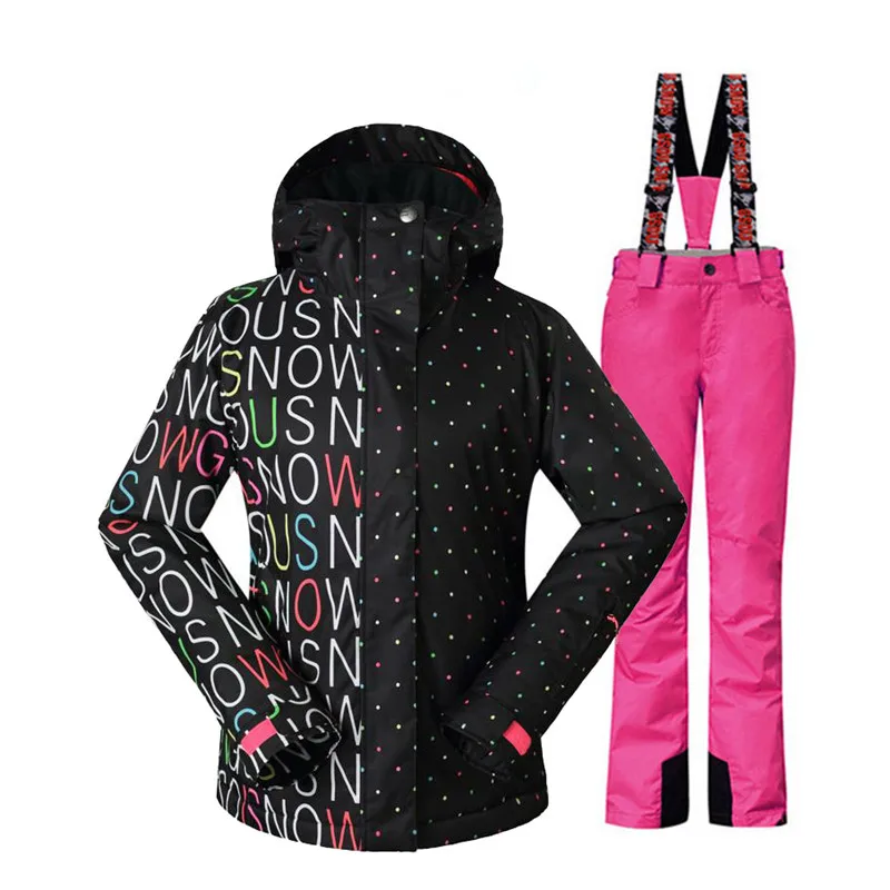 picture jacket pant Женский лыжный костюм, комплекты для спорта на открытом воздухе, сноубординга, 10 k, водонепроницаемые, ветрозащитные, зимние куртки и лыжные штаны, Gsou, белоснежные буквы - Цвет: picture jacket pant