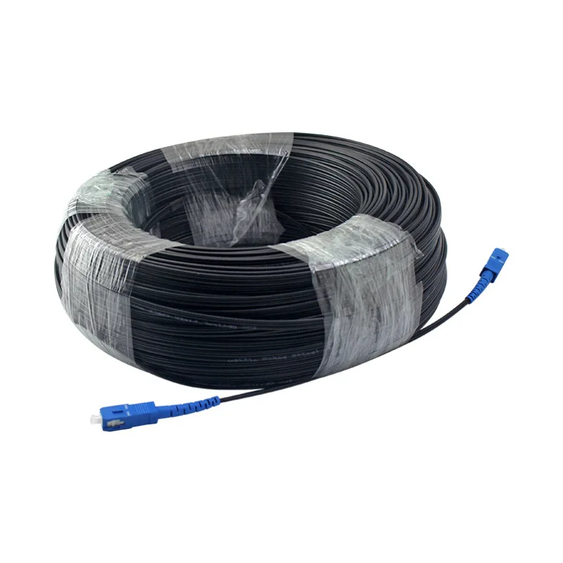 400 Meters Fiber Optics Outdoor Drop Cable Patch Cord SC Outdoor Fiber Optic Cable 1 Core 3 Steel Single Mode Jumper G657A