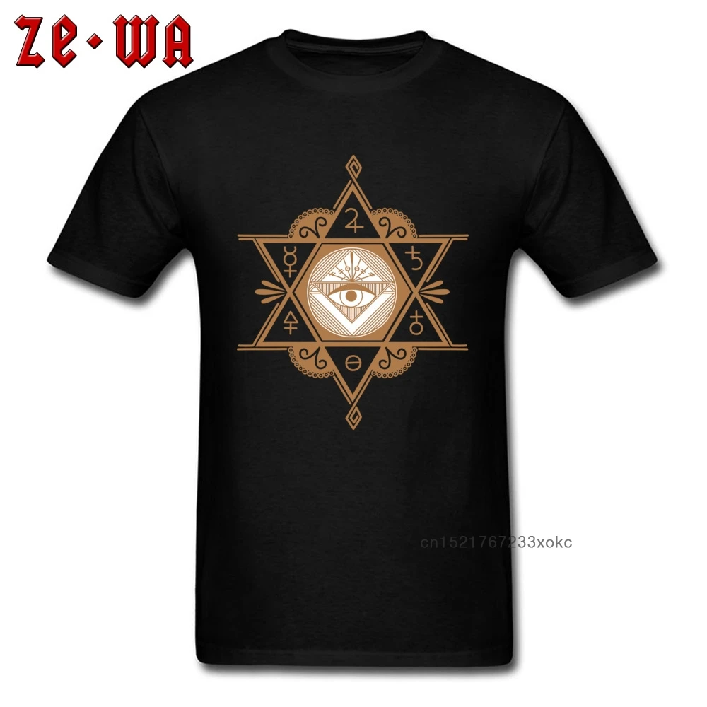 Мужская футболка в стиле хип хоп черная с принтом глаза таинственного Бога топы
