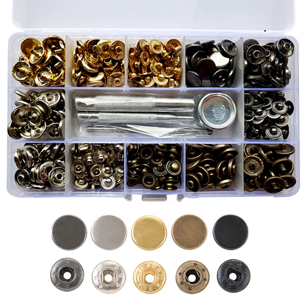 65 набор на заклепках Кепки заклепки трубчатые застежки кнопки Пресс шпильки