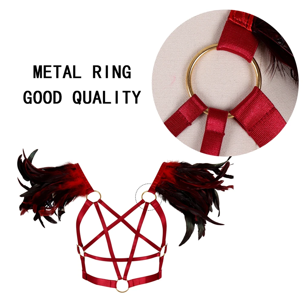 Rave Wear бондаж модная портупея для тела бюстгальтер с перьями ремень на грудь БДСМ