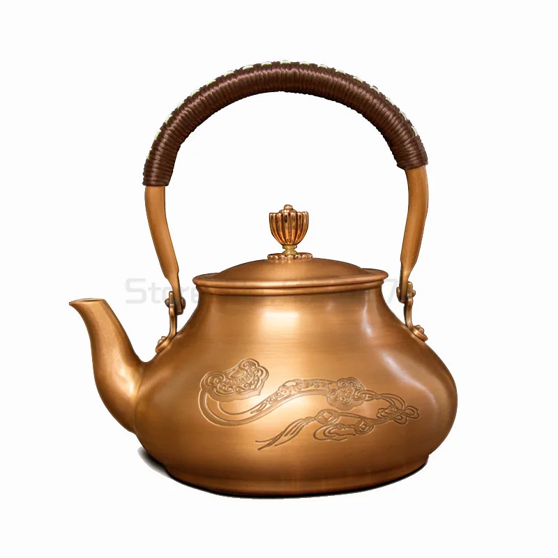 

Antique Copper Teapot Uncoated Water Boiler Handmade Red Copper Health Tea Set High-End Gift Teapot