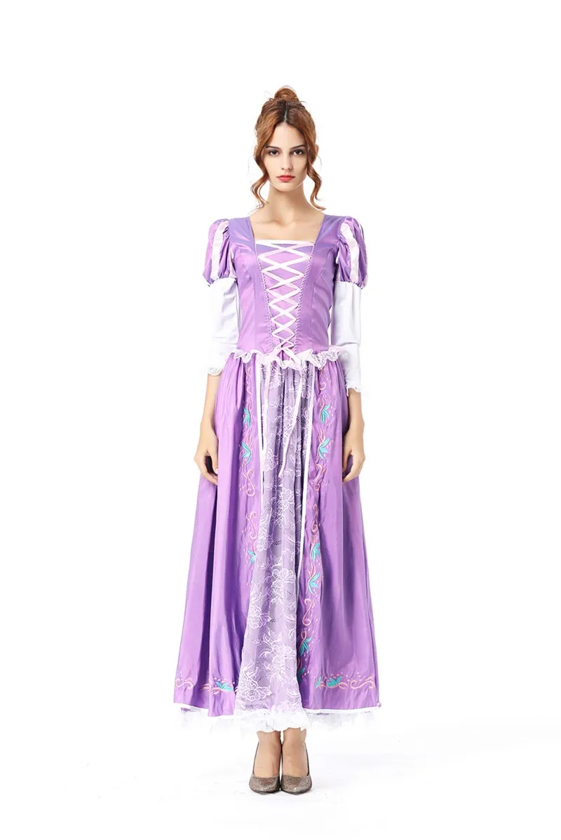 Пурпурный костюм для взрослых Рапунцель маскарадный аниме косплей принцессы
