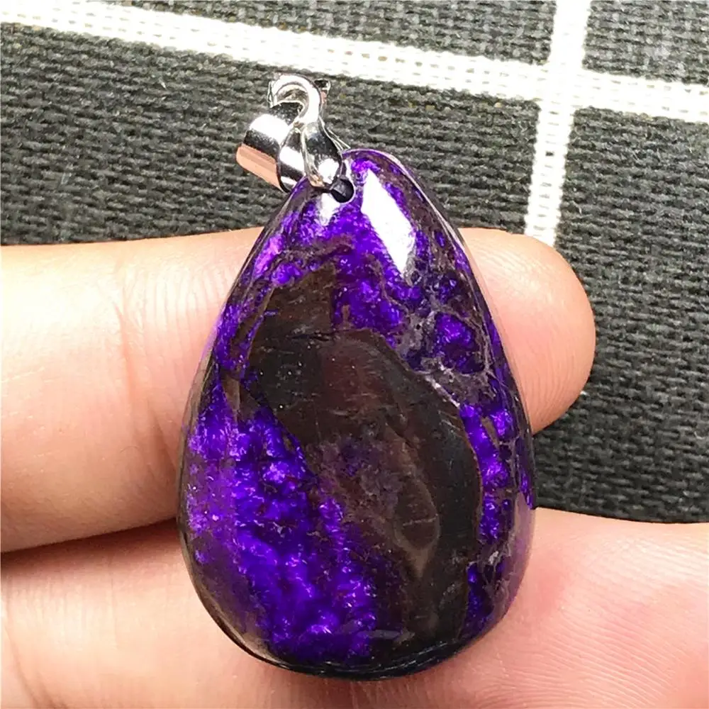 

Real Natural Royal Purple Sugilite Pendant Jewelry For Women Lady Man Crystal 29x19x8mm Beads Silver South Africa Stone AAAAA