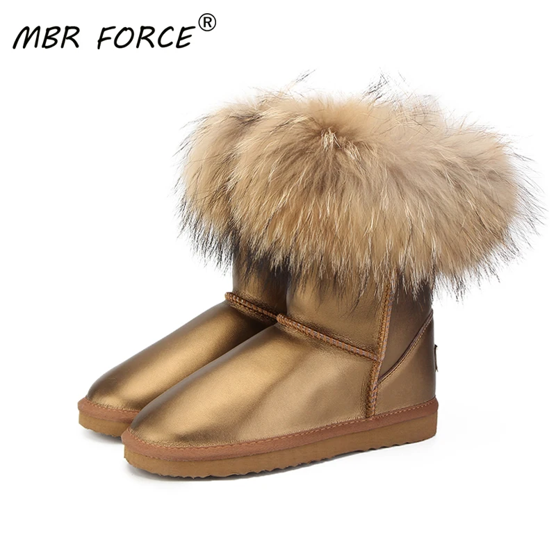 Женские зимние ботинки MBR FORCE из 100% натурального Лисьего меха модные женские