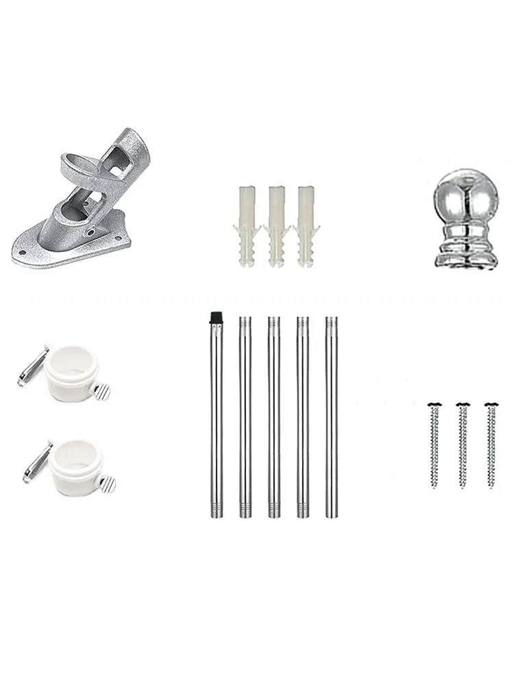 Kit de m&aacute;stil de 5 secciones de 6 pies, soporte de acero inoxidable f&aacute;cil de instalar, soporte de m&aacute;stil de desmontaje constante-2