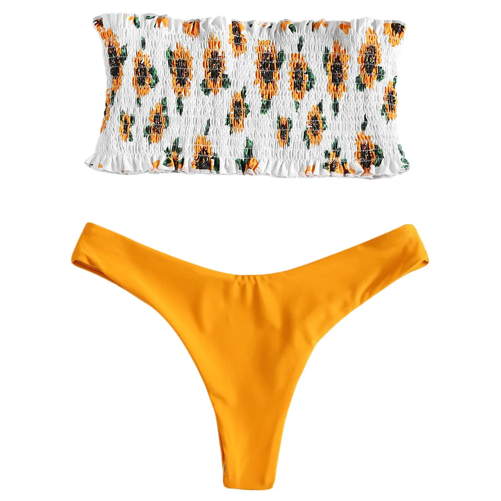 \ "ZAFUL Conjunto de бикини-бандо Traje de Баньо-де-girasol Traje de baño de mujer Traje de baño цветочный грех tirantes Сексуальная de cintu