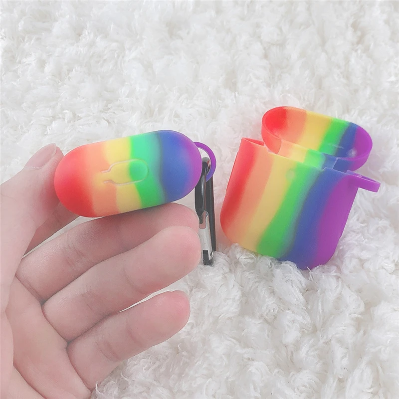 Силиконовый чехол Радужный защитный для AirPods TPU Bluetooth наушники Мягкий силиконовый